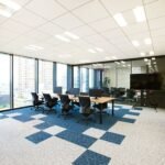 Office blue carpet tiles